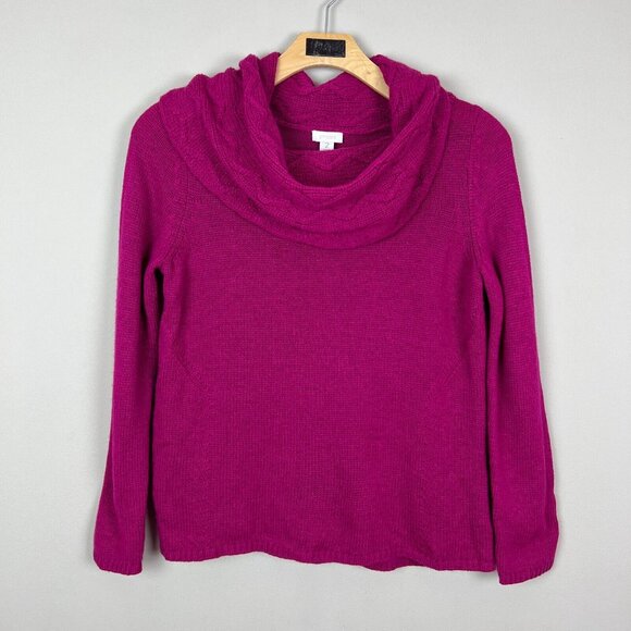 Chicos 2 Sweater Womens Large Pink Chunky Knit Cowl Neck Long Sleeve‎ Wool Blend - Picture 1 of 8